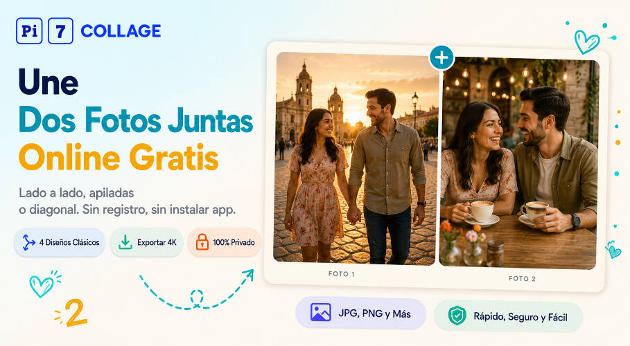 Ejemplo de unir dos fotos - dos imágenes juntas en un solo marco con Pi7 Collage