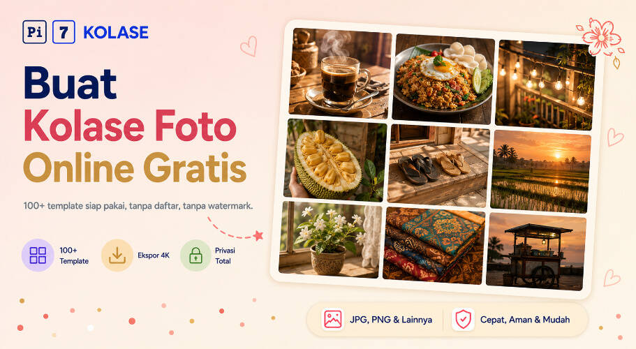 Contoh kolase foto online - 9 foto dalam grid 3x3 dibuat dengan Pi7 Kolase